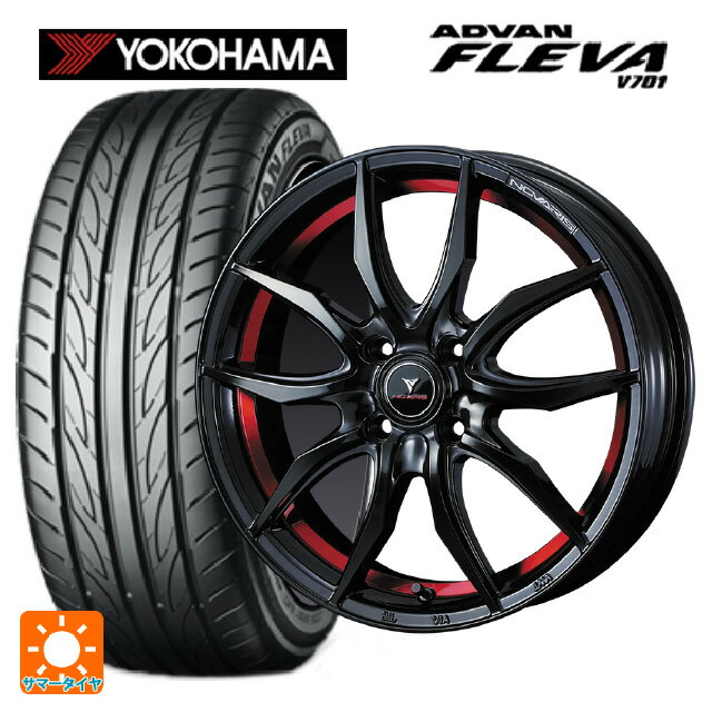 【6/15〜16限定 全品P5倍＆クーポン】165/50R16 75V ヨコハマ アドバン フレバ V701 正規品 ウェッズ ノヴァリス ローグ VF ピアノブラック/レッドライン 16-5J 国産車用 サマータイヤホイール4本セット