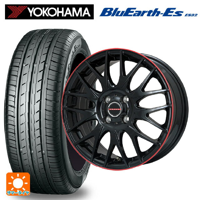 【6/15〜16限定 全品P5倍＆クーポン】195/55R15 85V ヨコハマ ブルーアースEs ES32 # ビックウェイ レイシーン プラバ 9M Jr2 GBK/RDリム 15-6J 国産車用 サマータイヤホイール4本セット