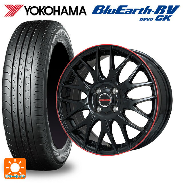 【6/22 20時〜 全品P5倍＆クーポン】175/55R15 77V ヨコハマ ブルーアース RV03CK # ビックウェイ レイシーン プラバ 9M Jr2 GBK/RDリム 15-6J 国産車用 サマータイヤホイール4本セット