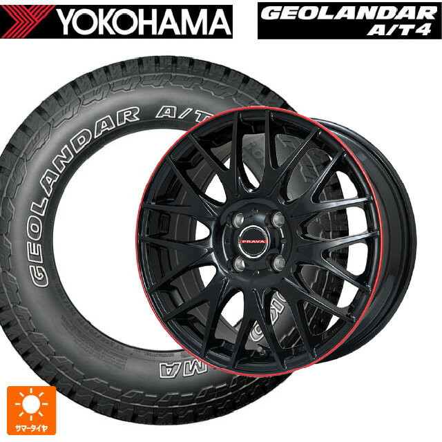 235/70R16 106T ヨコハマ ジオランダー AT4 G018 アウトラインホワイトレター 正規品 ビックウェイ レイシーン プラバ 9M Jr2 GBK/RDリム 16-6.5J 国産車用 サマータイヤホイール4本セット