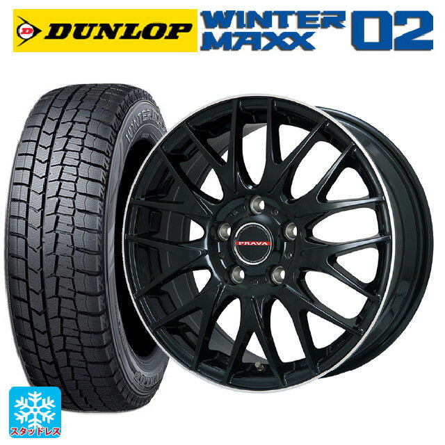 165/55R15 75Q ダンロップ ウィンターマックス 02(WM02) ビックウェイ レイシーン プラバ 9M Jr2 GBK/リムP 15-4.5J 国産車用 スタッドレスタイヤホイール4本セット
