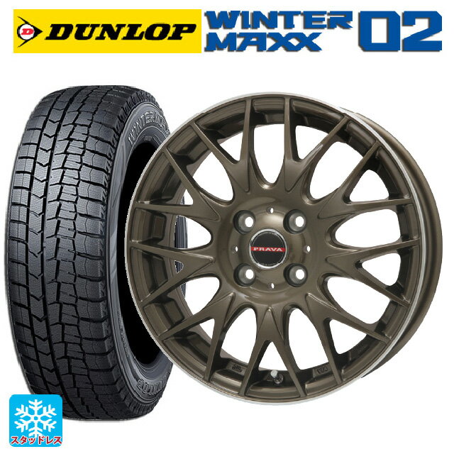 【6/15〜16限定 全品P5倍＆クーポン】155/65R14 75Q ダンロップ ウィンターマックス 02(WM02) ビックウェイ レイシーン プラバ 9M Jr2 BR/P 14-4.5J 国産車用 スタッドレスタイヤホイール4本セット