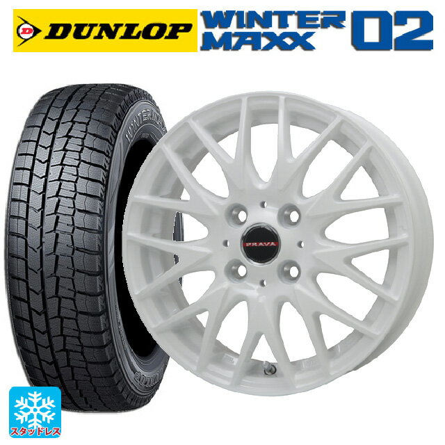 【6/15〜16限定 全品P5倍＆クーポン】165/55R14 72Q ダンロップ ウィンターマックス 02(WM02) ビックウェイ レイシーン プラバ 9M Jr2 WH 14-4.5J 国産車用 スタッドレスタイヤホイール4本セット
