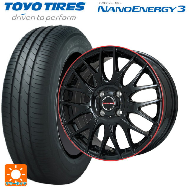 【6/22 20時〜 全品P5倍＆クーポン】175/55R15 77V トーヨー ナノエナジー3 ビックウェイ レイシーン プラバ 9M Jr2 GBK/RDリム 15-6J 国産車用 サマータイヤホイール4本セット