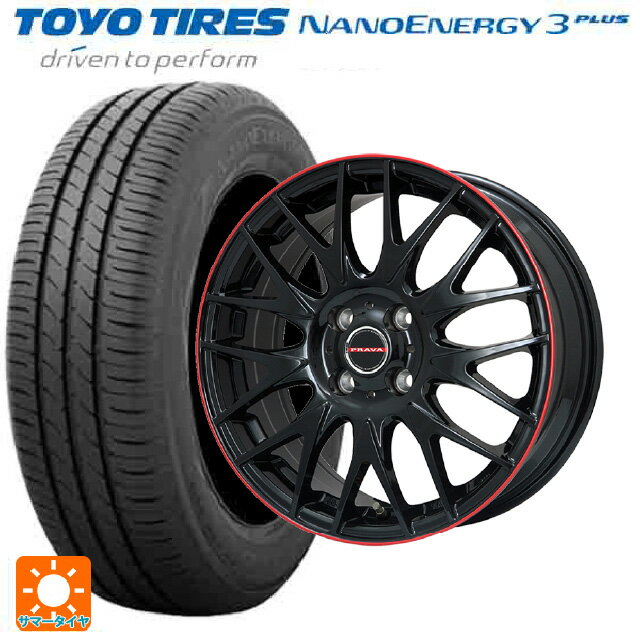 195/55R15 85V トーヨー ナノエナジー3プラス ビックウェイ レイシーン プラバ 9M Jr2 GBK/RDリム 15-6J 国産車用 サマータイヤホイール4本セット
