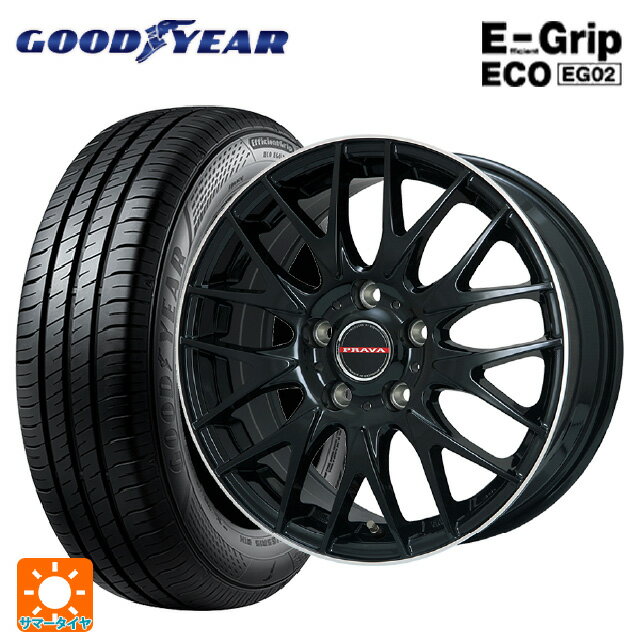 【6/11 1:59迄 全品ポイント5倍】165/55R15 75V グッドイヤー エフィシェントグリップ エコ EG02 ビックウェイ レイシーン プラバ 9M Jr2 GBK/リムP 15-4.5J 国産車用 サマータイヤホイール4本セット