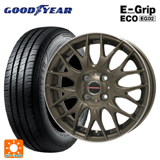 【6/22 20時〜 全品P5倍＆クーポン】165/50R16 75V グッドイヤー エフィシェントグリップ エコ EG02 ビックウェイ レイシーン プラバ 9M Jr2 BR/P 16-5J 国産車用 サマータイヤホイール4本セット
