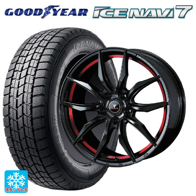 215/45R17 87Q グッドイヤー アイスナビ7(数量限定) # ウェッズ ノヴァリス ローグ VF ピアノブラック/レッドライン 17-7J 国産車用 スタッドレスタイヤホイール4本セット