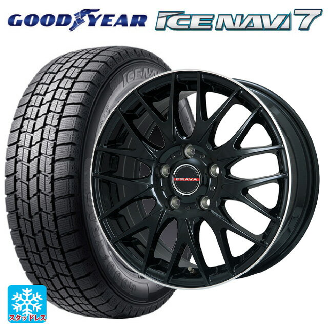 2021年製 165/55R14 72Q グッドイヤー アイスナビ7(数量限定) ビックウェイ レイシーン プラバ 9M Jr2 GBK/リムP 14-4.5J 国産車用 スタッドレスタイヤホイール4本セット