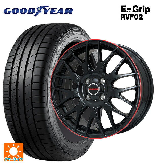 185/65R15 88H グッドイヤー エフィシェントグリップ RVF02 ビックウェイ レイシーン プラバ 9M Jr2 GBK/RDリム 15-6J 国産車用 サマータイヤホイール4本セット