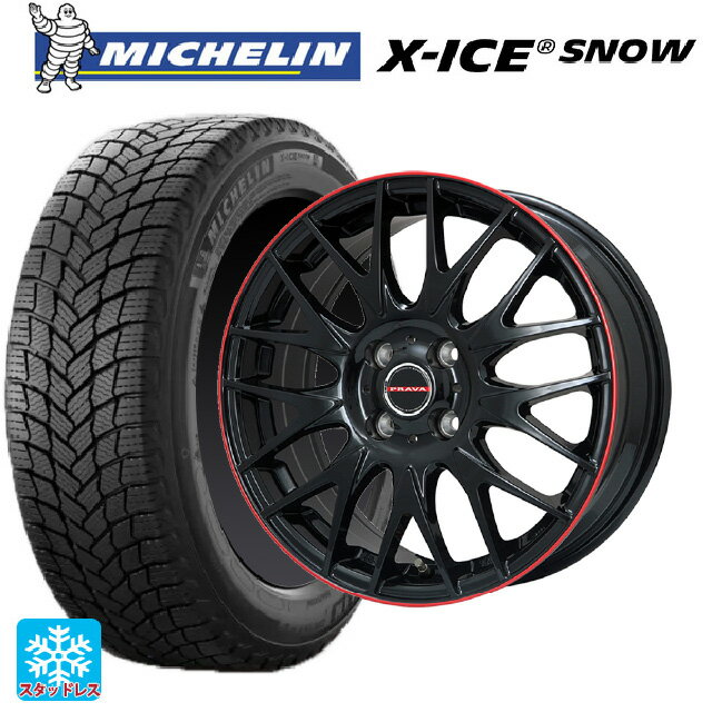 【6/15〜16限定 全品P5倍＆クーポン】2024年製 185/60R15 88H XL ミシュラン 正規品 エックスアイス スノー ビックウェイ レイシーン プラバ 9M Jr2 GBK/RDリム 15-6J 国産車用 スタッドレスタイヤホイール4本セット