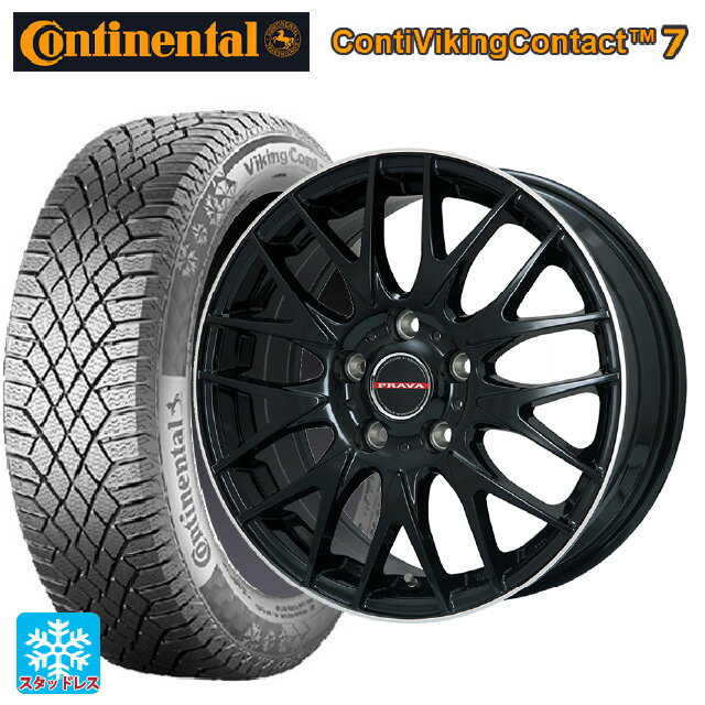 【6/15〜16限定 全品P5倍＆クーポン】155/65R14 75T コンチネンタル コンチバイキングコンタクト7 正規品 ビックウェイ レイシーン プラバ 9M Jr2 GBK/リムP 14-4.5J 国産車用 スタッドレスタイヤホイール4本セット