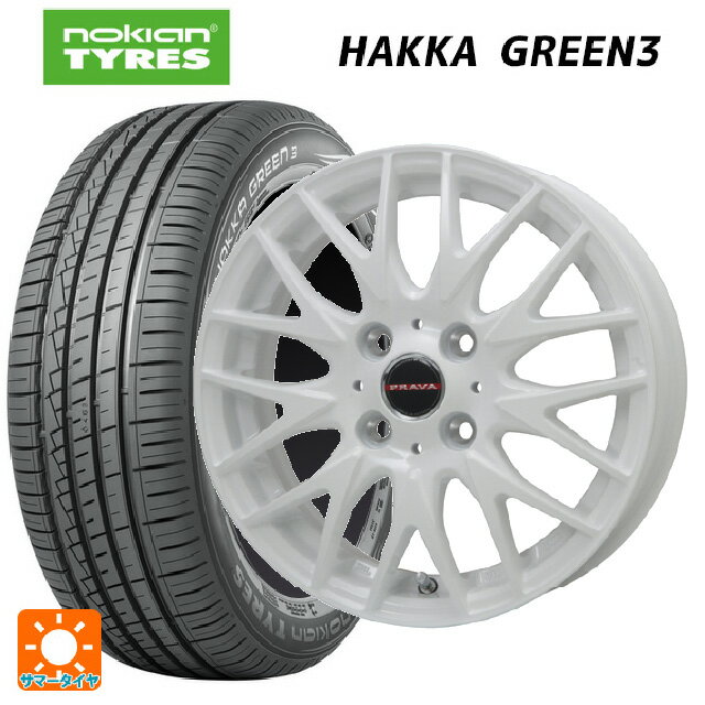 【6/22 20時〜 全品P5倍＆クーポン】155/65R14 75T ノキアン ハッカ グリーン3 ビックウェイ レイシーン プラバ 9M Jr2 WH 14-4.5J 国産車用 サマータイヤホイール4本セット