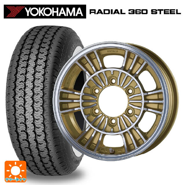 トヨタ ハイエース(200系)用 195/80R15 108/106S ヨコハマ ラディアル360スチール ホワイトリボン エンケイ オールロード レーシング マシニングゴールド 新品サマータイヤホイール 4本セット
