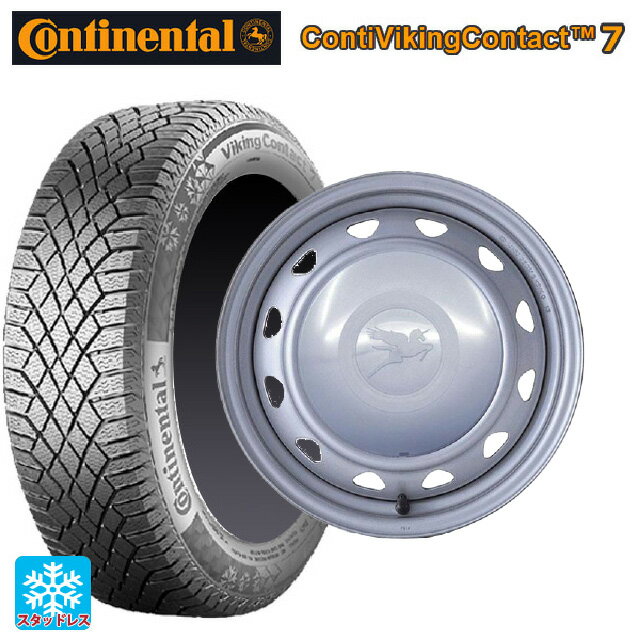 155/65R14 75T コンチネンタル コンチバイキングコンタクト7 正規品 ウェッズ キャロウィン PC453F スチール(シルバー) 14-4.5J 国産車用 スタッドレスタイヤホイール4本セット