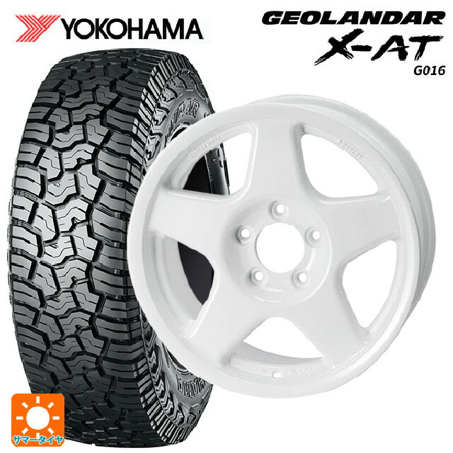 【6/11 1:59迄 全品ポイント5倍】スズキ ジムニーノマド(JC74W)用 235/70R16 104/101Q ヨコハマ ジオランダー X-AT G016 ブラックレター 正規品 4×4エンジニアリング ブラッドレーV パールホワイト 新品サマータイヤホイール 5本セット