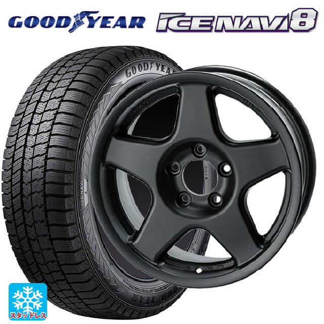 215/65R16 98Q グッドイヤー アイスナビ8 # 4×4エンジニアリング ブラッドレーV マットブラック 16-7J 国産車用 スタッドレスタイヤホイール4本セット