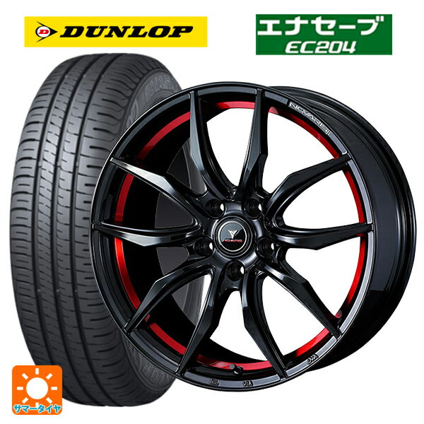【6/20限定 全品P5倍＆クーポン】215/45R18 93W ダンロップ エナセーブEC204 ウェッズ ノヴァリス ローグ VF ピアノブラック/レッドライン 18-7J 国産車用 サマータイヤホイール4本セット