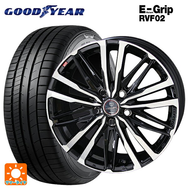 【6/15〜16限定 全品P5倍＆クーポン】215/55R17 98V XL グッドイヤー エフィシェントグリップ RVF02 共豊 スマック クレスト サファイアブラックポリッシュ 17-7J 国産車用 サマータイヤホイール4本セット