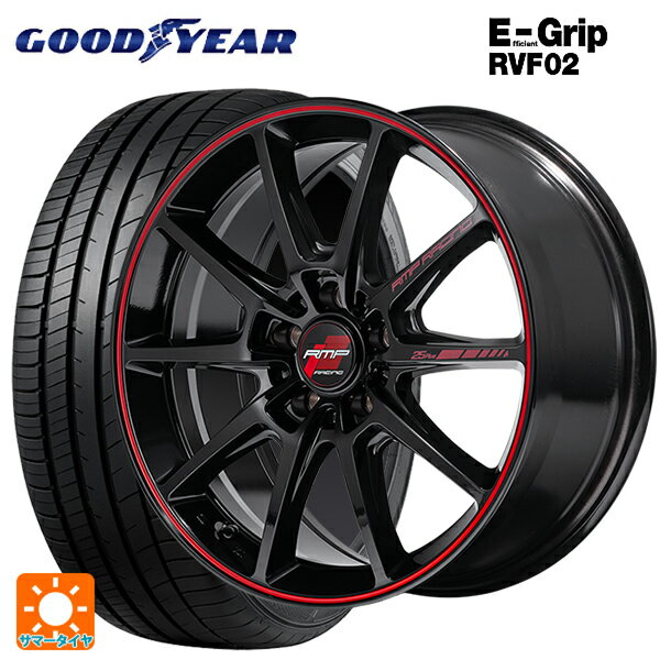 【6/22 20時〜 全品P5倍＆クーポン】スバル クロストレック(5AA-GUE)用 225/60R17 99H グッドイヤー エフィシェントグリップ RVF02 エムアイディー MIDレーシング R25 プラス ブラック/リムレッドライン 新品サマータイヤホイール 4本セット