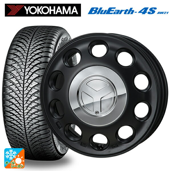 【5/9 20時〜 最大3万円OFFクーポン】ミツビシ デリカミニ(4WD車)(B3系)用 165/60R15 77H ヨコハマ ブルーアース4S AW21 モンツァ ピエディーノ セミグロスブラック 新品オールシーズンタイヤホイール 4本セット 1