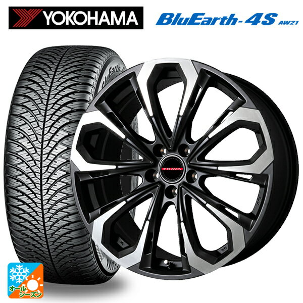 スバル レヴォーグ(VN系)用 245/40R18 97Y ヨコハマ ブルーアース4S AW21 レイシーン プラバ 5X MBK/P 新品オールシーズンタイヤホイール 4本セット