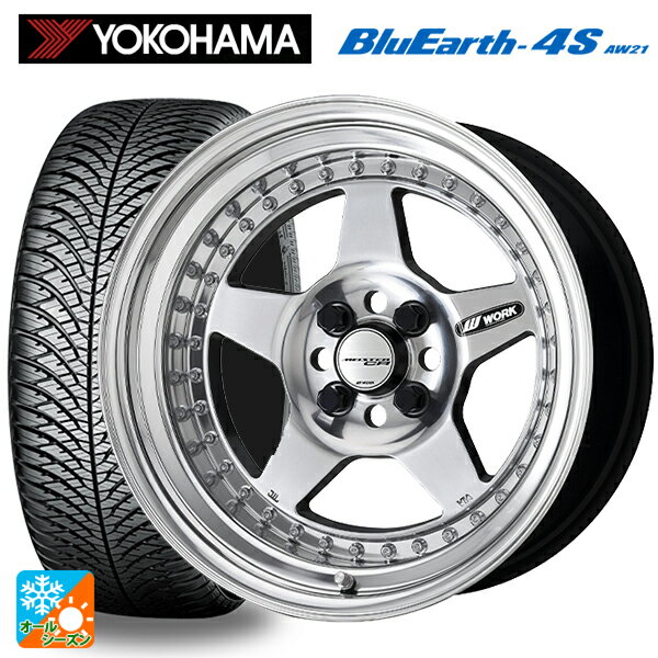 215/60R16 99H XL ヨコハマ ブルーアース4S AW21 ワーク マイスター CR01 PP 16-6.5J 国産車用 オールシーズンタイヤホイール4本セット