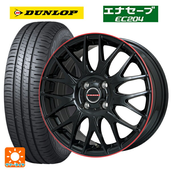【6/22 20時〜 全品P5倍＆クーポン】165/55R14 72V ダンロップ エナセーブEC204 ビックウェイ レイシーン プラバ 9M Jr2 GBK/RDリム 14-4.5J 国産車用 サマータイヤホイール4本セット
