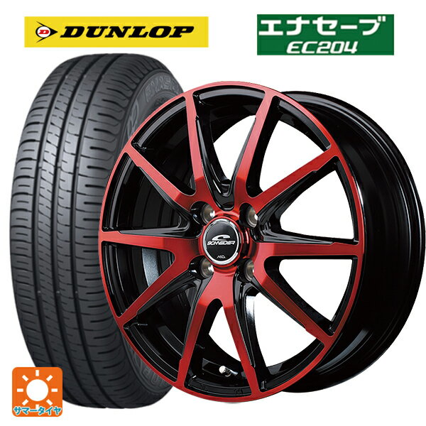【6/22 20時〜 全品P5倍＆クーポン】155/65R14 75S ダンロップ エナセーブEC204 エムアイディー MIDホイール DR02 ブラックポリッシュ/レッドクリア 14-4.5J 国産車用 サマータイヤホイール4本セット
