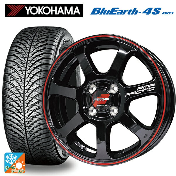 【6/22 20時〜 全品P5倍＆クーポン】215/45R18 93V XL ヨコハマ ブルーアース4S AW21 エムアイディー MIDレーシング R07 ブラック/リムレッドライン 18-7.5J 国産車用 オールシーズンタイヤホイール4本セット