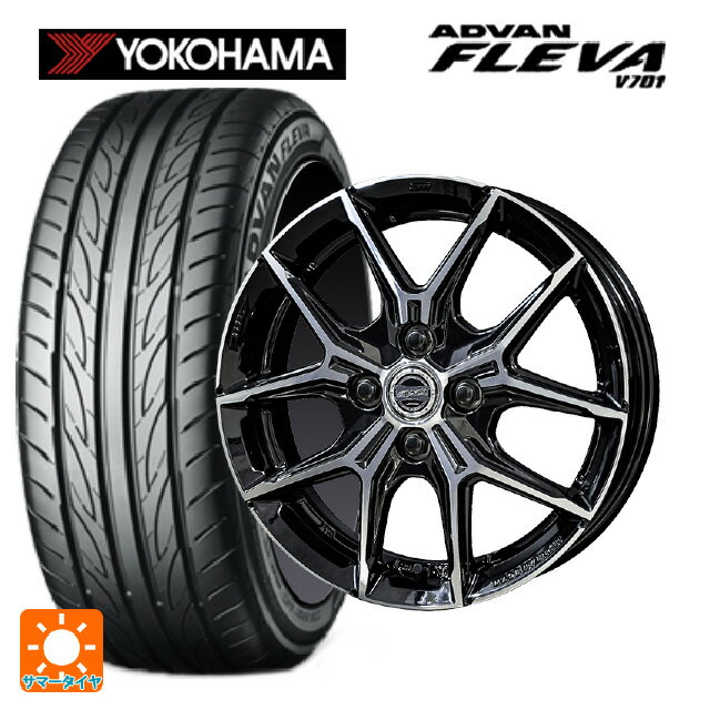 【6/11 1:59迄 全品ポイント5倍】195/55R15 85V ヨコハマ アドバン フレバ V701 正規品 共豊 スマック +EK M1 グロスブラック×ポリッシュ 15-5.5J 国産車用 サマータイヤホイール4本セット