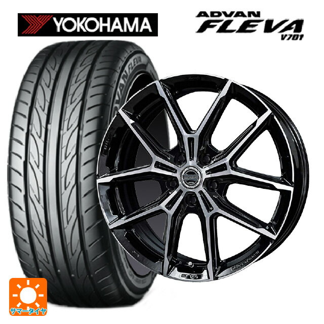 スズキ スイフトスポーツ(ZC33S)用 215/35R18 84W XL ヨコハマ アドバン フレバ V701 正規品 共豊 スマック +EK M1 グロスブラック×ポリッシュ 新品サマータイヤホイール 4本セット