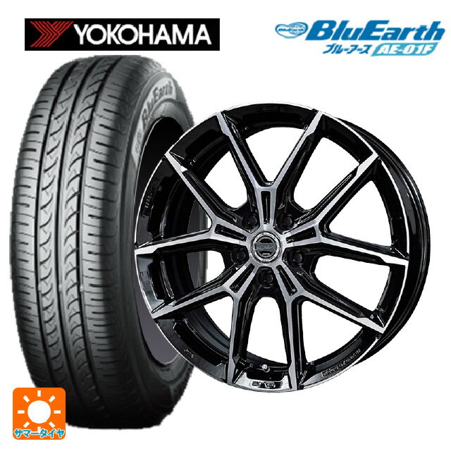 【6/22 20時〜 全品P5倍＆クーポン】205/60R16 92H ヨコハマ ブルーアース AE01F 共豊 スマック +EK M1 グロスブラック×ポリッシュ 16-6.5J 国産車用 サマータイヤホイール4本セット