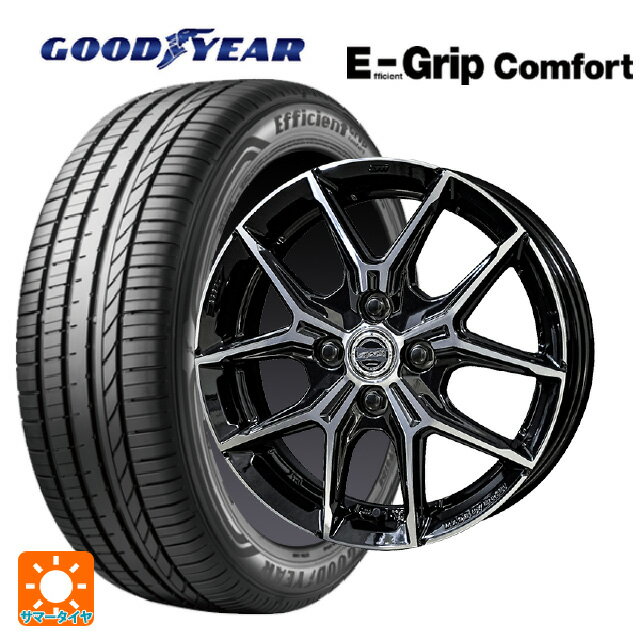 【6/15〜16限定 全品P5倍＆クーポン】165/50R15 73V グッドイヤー エフィシェントグリップ コンフォート 共豊 スマック +EK M1 グロスブラック×ポリッシュ 15-4.5J 国産車用 サマータイヤホイール4本セット