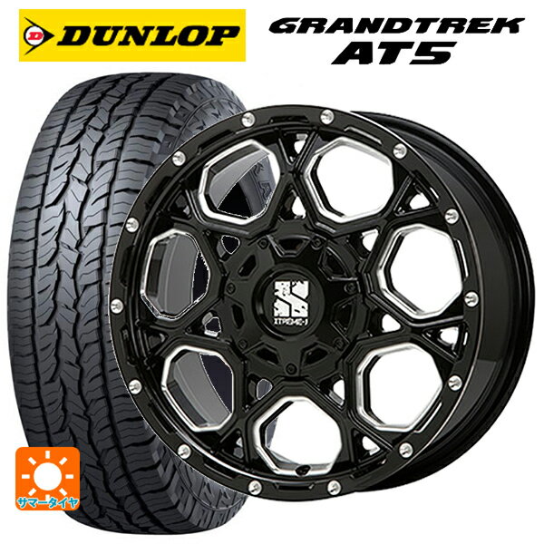 215/70R16 100T ダンロップ グラントレックAT5 ブラックレター エムエルジェイ エクストリームJ XJ06 Gloss Black Milled 16-7J 国産車用 サマータイヤホイール4本セット
