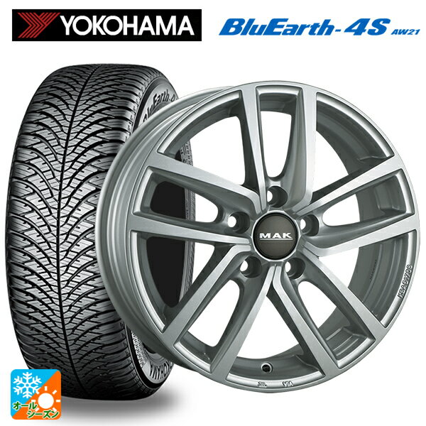 フォルクスワーゲン T-ROC(A1D)用 215/60R16 99H XL ヨコハマ ブルーアース4S AW21 阿部商会 マック ドレスデン シルバー 新品オールシーズンタイヤホイール 4本セット