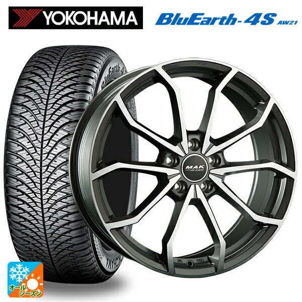 アウディ Q2(GA系)用 215/50R18 92V ヨコハマ ブルーアース4S AW21 阿部商会 マック レーベFF ガンメタ..