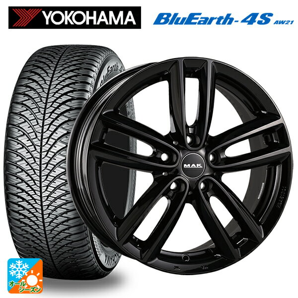 ミニ ミニクロスオーバー(F60)用 225/55R17 101W ヨコハマ ブルーアース4S AW21 阿部商会 マック オックスフォード グロスブラック 新品オールシーズンタイヤホイール 4本セット