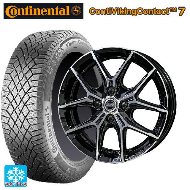 【6/15〜16限定 全品P5倍＆クーポン】155/65R14 75T コンチネンタル コンチバイキングコンタクト7 正規品 共豊 スマック +EK M1 グロスブラック×ポリッシュ 14-4.5J 国産車用 スタッドレスタイヤホイール4本セット