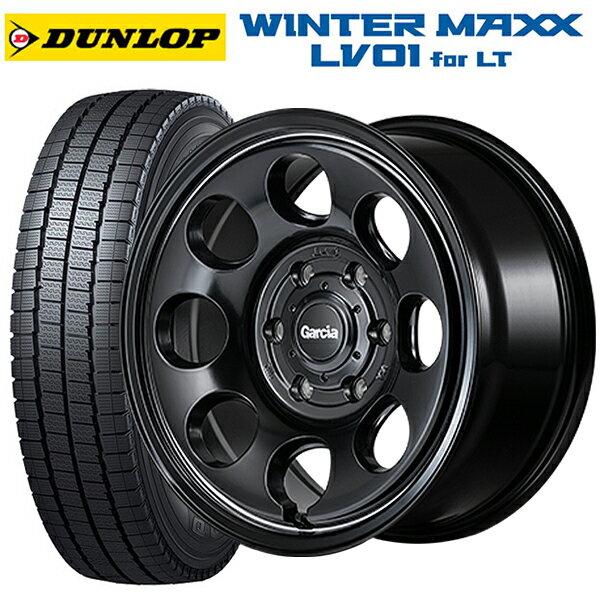 トヨタ ハイエース(200系)用 195/80R15 107/105N ダンロップ ウィンターマックス LV01 for VAN エムアイディー ガルシア パーム8 セミグロスブラック/ウ゛ァーレイポリッシュ 新品スタッドレスタイヤホイール 4本セット