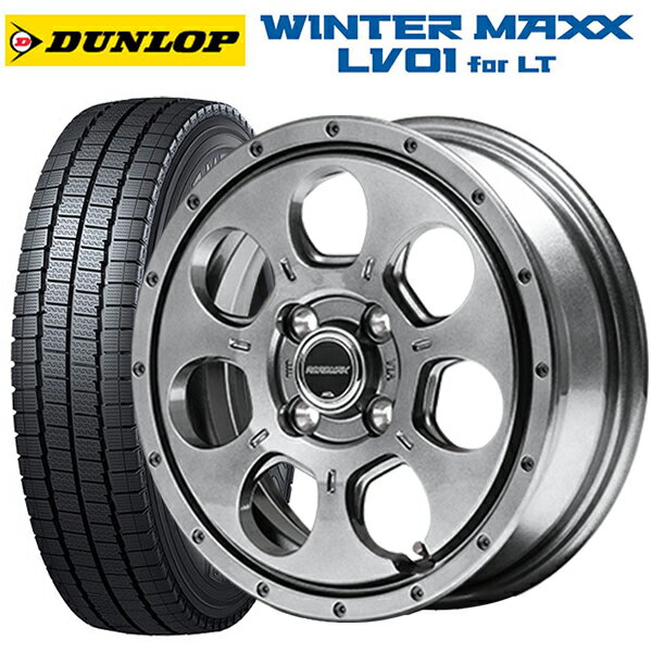 【5/27 1:59迄 最大3万円OFFクーポン】145/80R12 80/78N ダンロップ ウィンターマックス LV01 for VAN エムアイディー MIDホイール マッドエージェント メタリックグレー 12-4J 国産車用 スタッドレスタイヤホイール4本セット