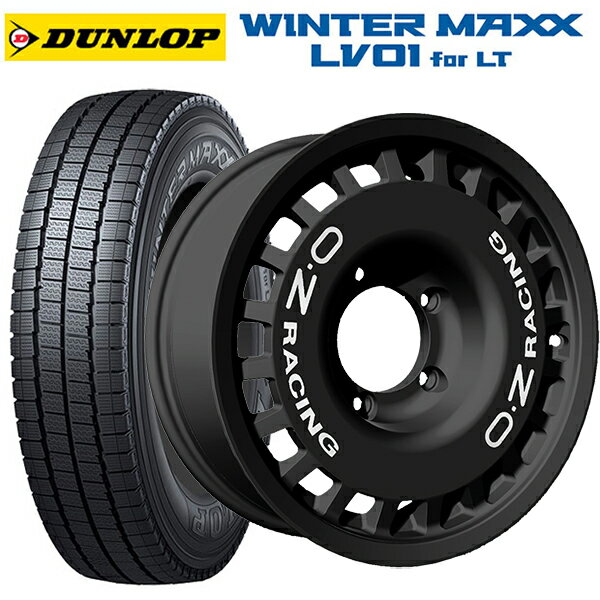 スズキ ジムニーノマド(JC74W)用 225/75R16 118/116N ダンロップ ウィンターマックス LV01 for VAN オーゼット レーシング ラリーレーシング 4×4 Matt Black 新品スタッドレスタイヤホイール 4本セット