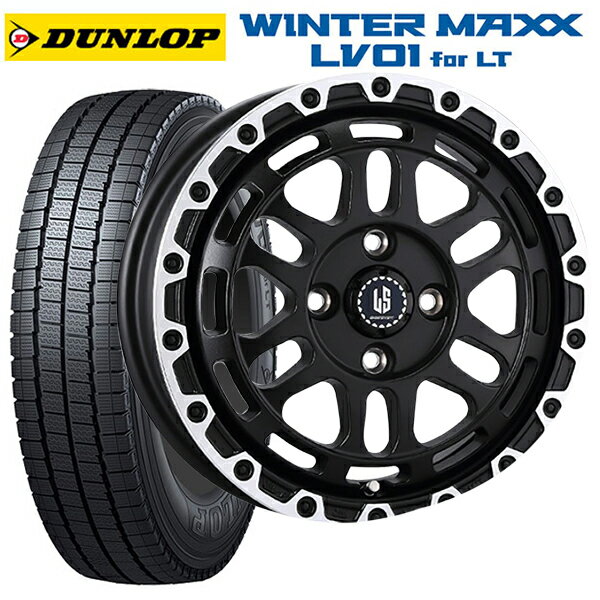 トヨタ サクシード(160系)用 155/80R14 88/86N ダンロップ ウィンターマックス LV01 for VAN ラ・ストラーダ ディスカバー WBRP 新品スタッドレスタイヤホイール 4本セット