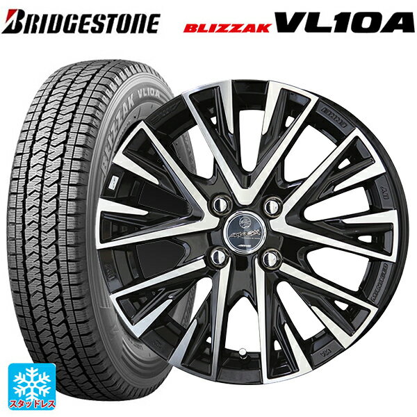トヨタ サクシード(160系)用 165/80R14 97/95N ブリヂストン ブリザック VL10A 正規品 共豊 スマック レジーナ サファイアブラックポリッシュ 新品スタッドレスタイヤホイール 4本セット
