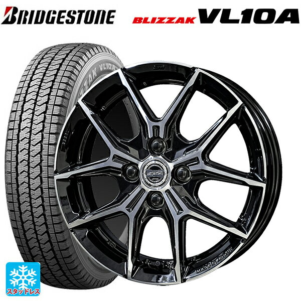 トヨタ プロボックス(160系)用 155/80R14 88/86N ブリヂストン ブリザック VL10A 正規品 # 共豊 スマック +EK M1 グロスブラック×ポリッシュ 新品スタッドレスタイヤホイール 4本セット
