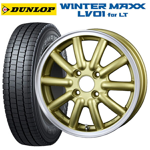 【5/27 1:59迄 最大3万円OFFクーポン】145/80R12 80/78N ダンロップ ウィンターマックス LV01 for VAN ドゥオール フェニーチェ RX1 GDPO 12-4J 国産車用 スタッドレスタイヤホイール4本セット