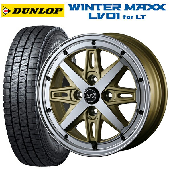 145/80R12 80/78N ダンロップ ウィンターマックス LV01 for VAN ドゥオール フェニーチェ RX2 GO/PO 12-4J 国産車用 スタッドレスタイヤホイール4本セット