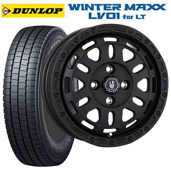 【6/11 1:59迄 全品ポイント5倍】トヨタ サクシード(160系)用 165/80R14 97/95N ダンロップ ウィンターマックス LV01 for VAN 阿部商会 ラ・ストラーダ ディスカバー WB 新品スタッドレスタイヤホイール 4本セット