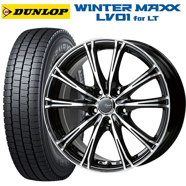 145/80R12 80/78N ダンロップ ウィンターマックス LV01 for VAN ゴジゲン ブラックポリッシュ 12-4J 国産車用 スタッドレスタイヤホイール4本セット