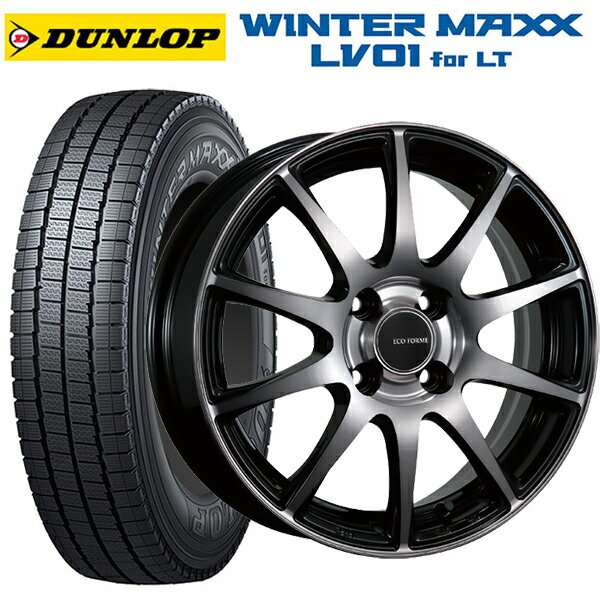 トヨタ サクシード(160系)用 165/80R14 97/95N ダンロップ ウィンターマックス LV01 for VAN ブリヂストン エコフォルム CRS23 B/NB 新品スタッドレスタイヤホイール 4本セット